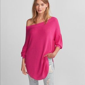 Express bright pink circle hem sweater xs